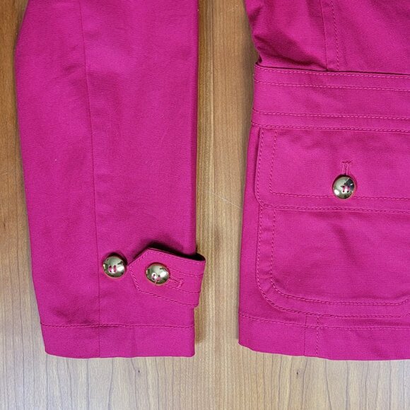 Talbots Stretch Cotton Hot Pink Gold Button Jacket - 8P - Picture 14 of 15